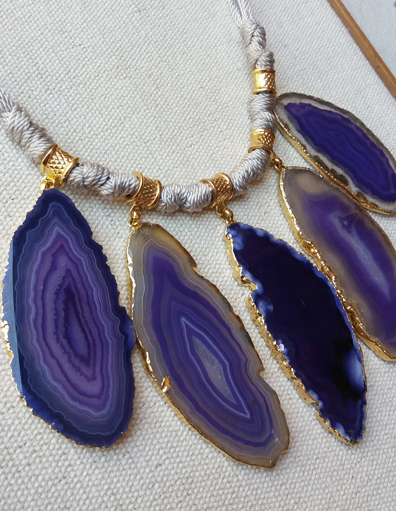 Five Agate Necklace in Purple