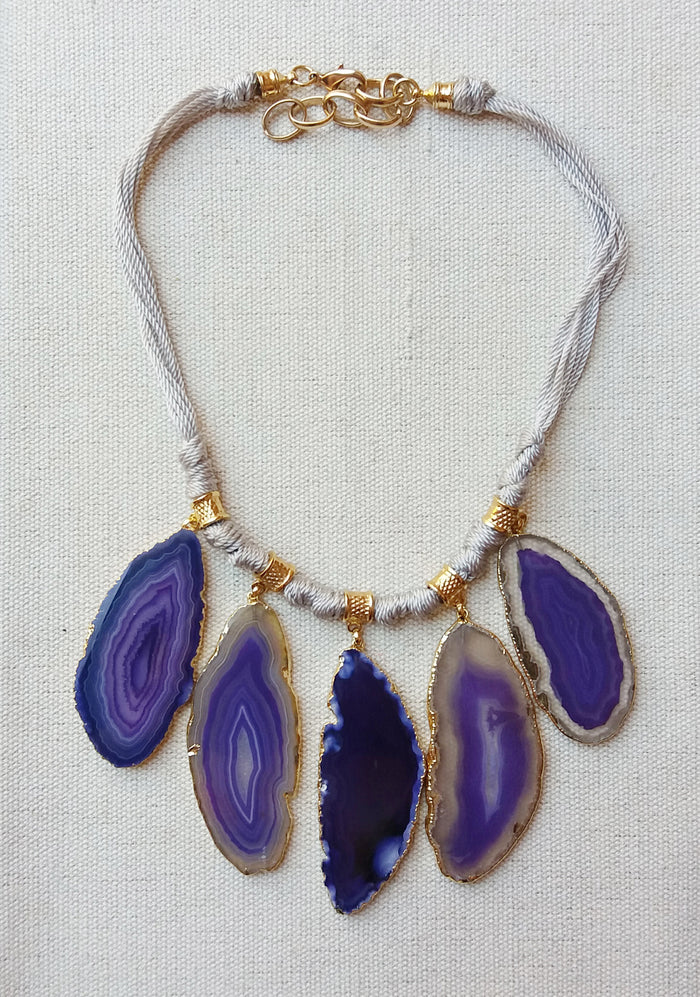 Five Agate Necklace in Purple