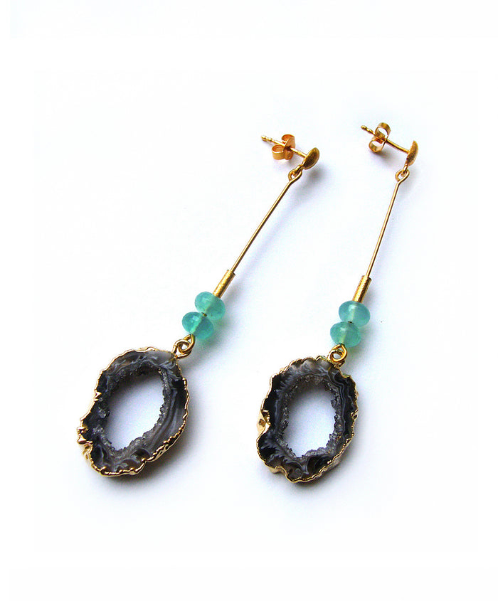 Black Geode Earrings