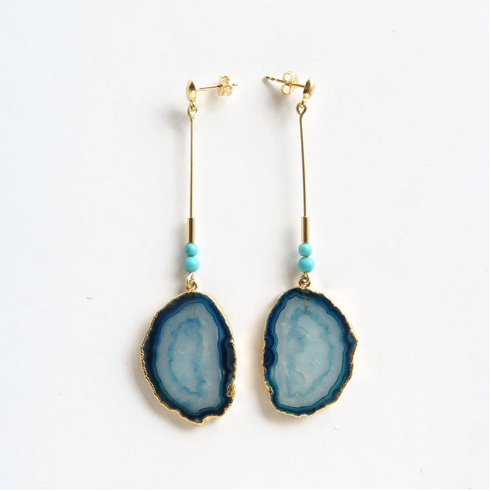 Blue Island stick earrings