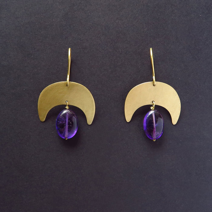Moon earrings with Amethyst
